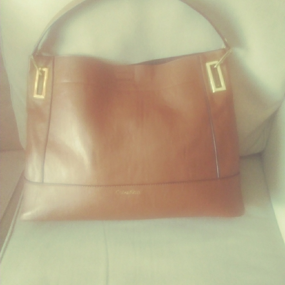 Calvin Klein leather brown tote